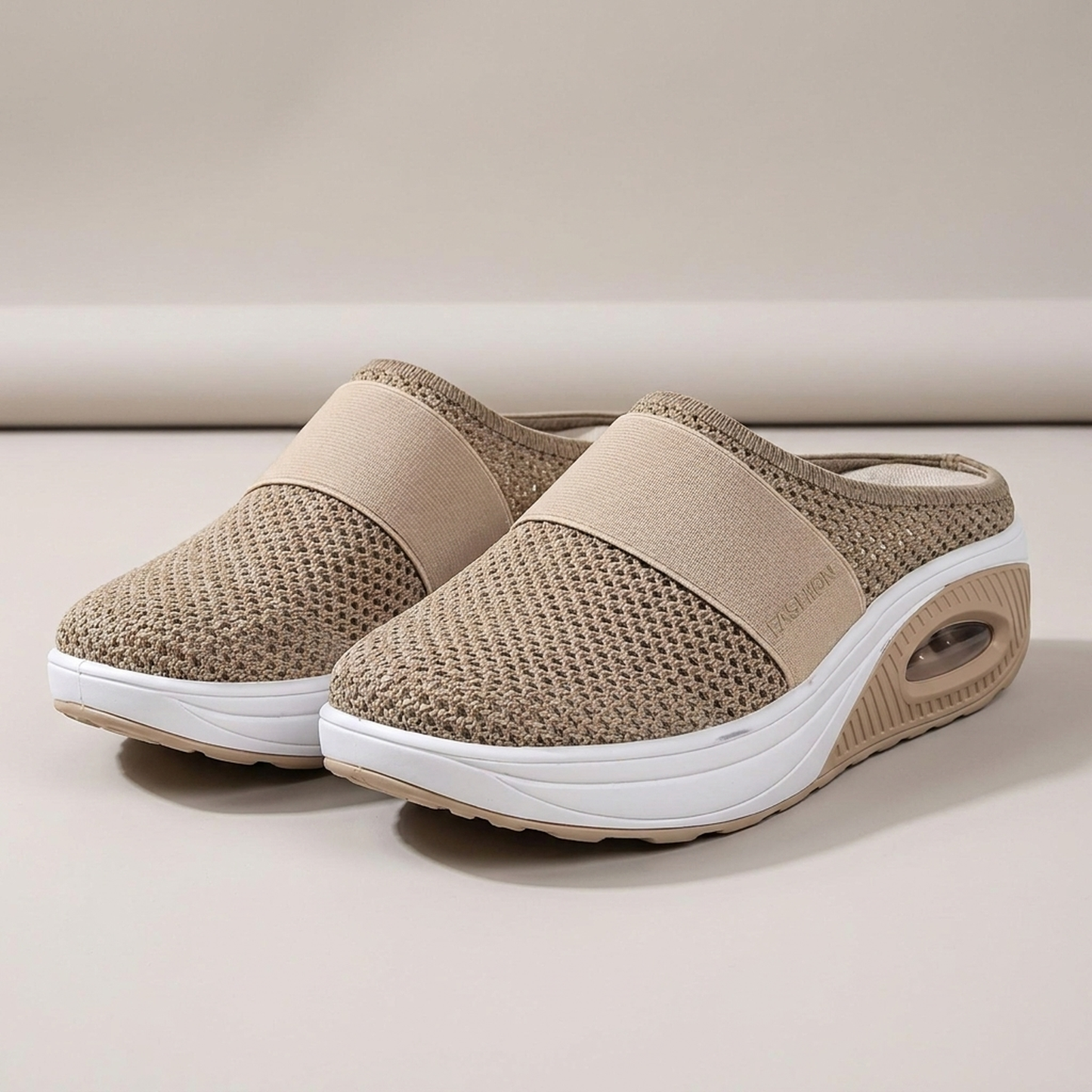 PLUXSTYLE::numise::air-cushion-slip-on-footwear::pack-khaki