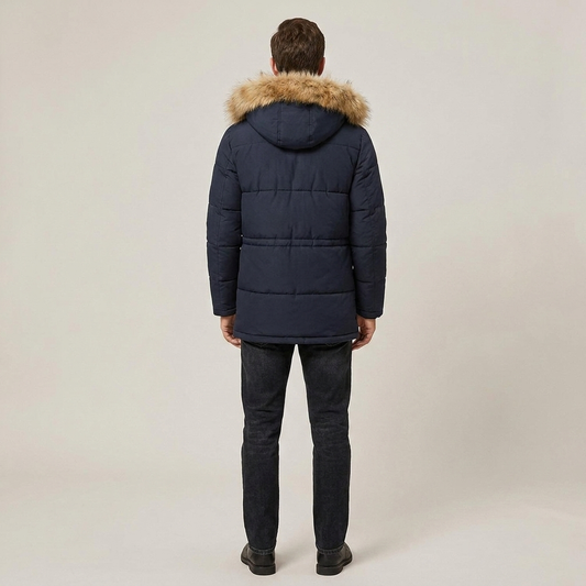 PLUXSTYLE::numise::mens-faux-fur-hood-parka::back