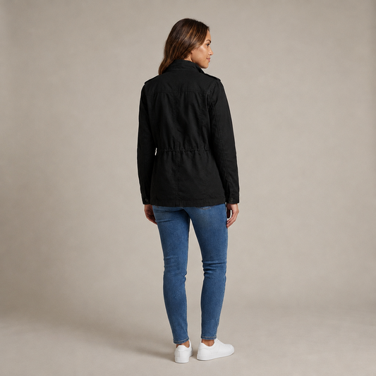 PLUXSTYLE::numise::drawstring-waist-military-parka::back