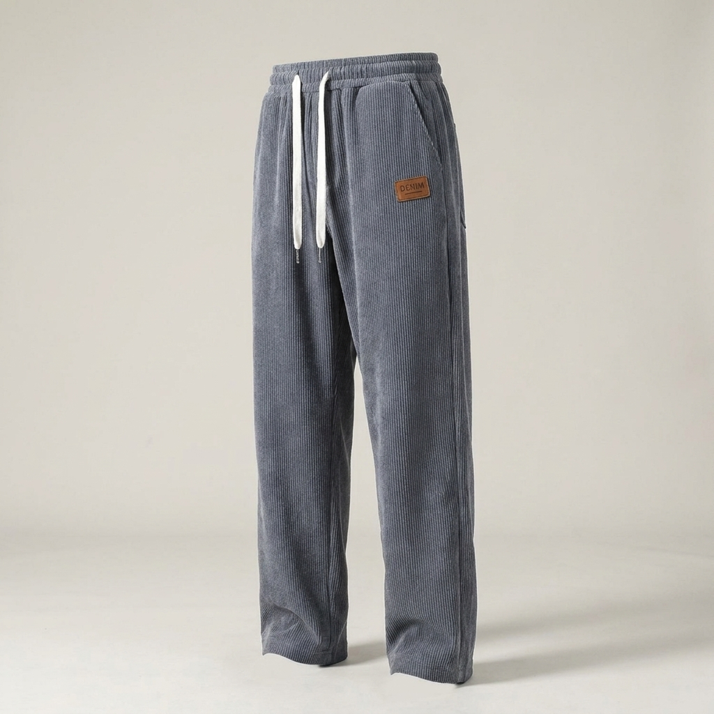 PLUXSTYLE::numise::mens-easy-waist-straight-leg-pants::pack-grey