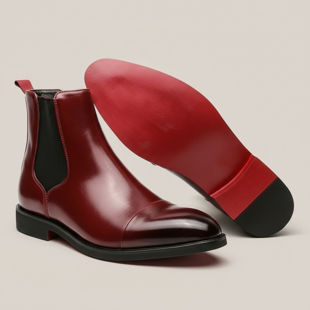 PLUXSTYLE::numise::mens-cap-toe-chelsea-boots::pack-red