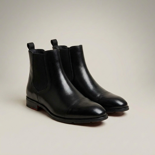 PLUXSTYLE::numise::mens-pointed-toe-chelsea-boots-2::closeup-detail