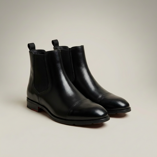 PLUXSTYLE::numise::mens-pointed-toe-chelsea-boots-2::closeup-detail