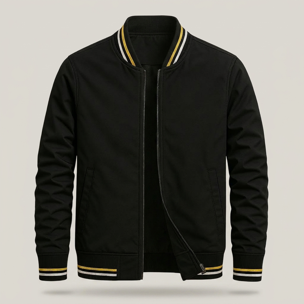 PLUXSTYLE::numise::lightweight-structured-bomber-jacket::pack-black