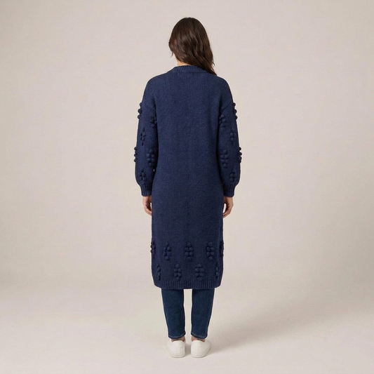 PLUXSTYLE::numise::textured-open-front-cardigan::back