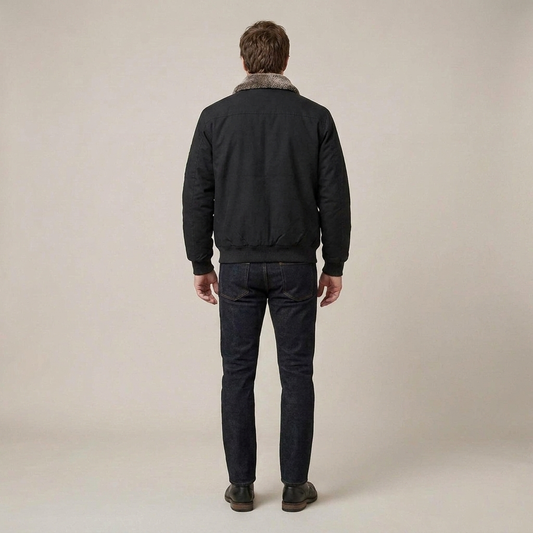 PLUXSTYLE::numise::mens-zip-front-bomber-parka::back