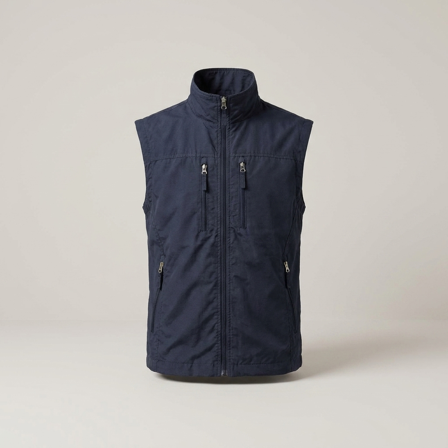 PLUXSTYLE::numise::mens-stand-collar-bodywarmer::pack-dark-blue