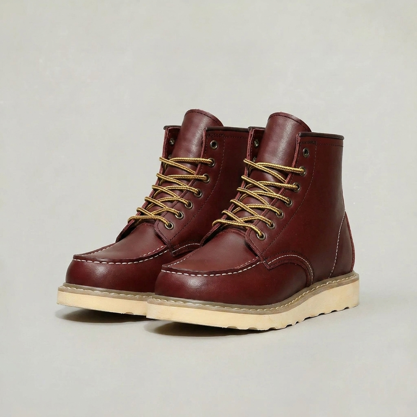 PLUXSTYLE::numise::mens-moc-toe-work-boots::pack-burgundy