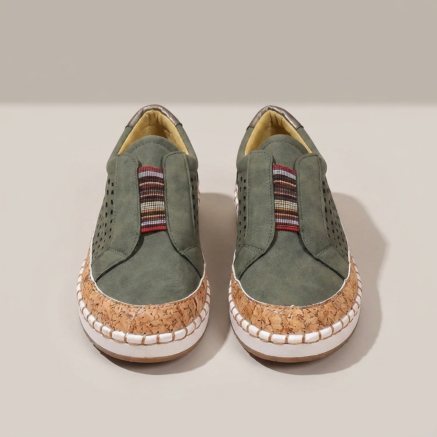PLUXSTYLE::numise::easy-step-slip-on-footwear::pack-green