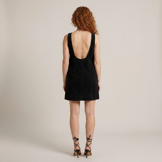 PLUXSTYLE::numise::relaxed-a-line-overall-dress::back