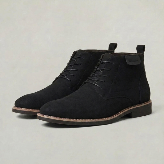 PLUXSTYLE::numise::mens-round-toe-lace-up-ankle-boots::closeup-detail