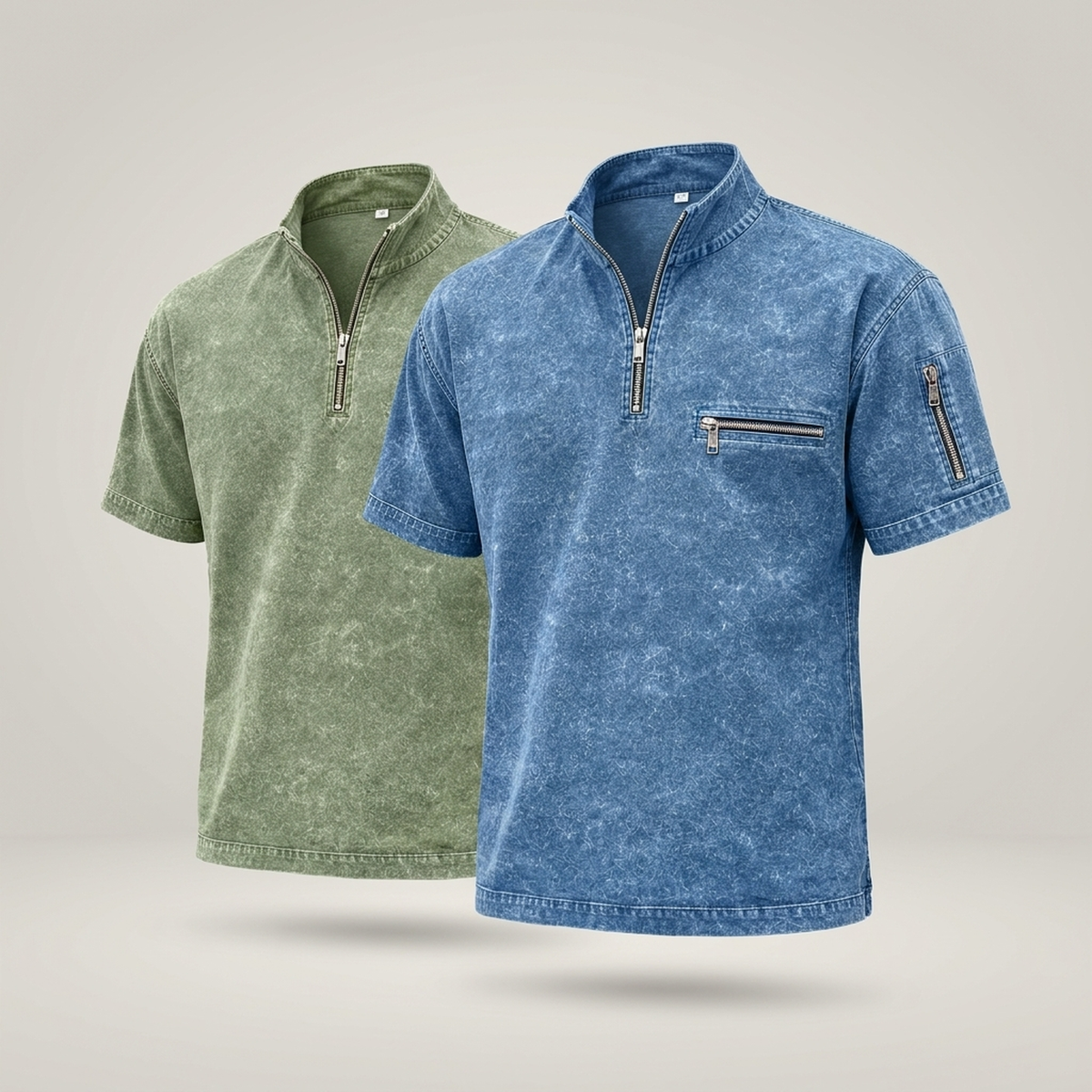PLUXSTYLE::numise::mens-zip-up-henley-top-2-pack::pack-assorted-colors