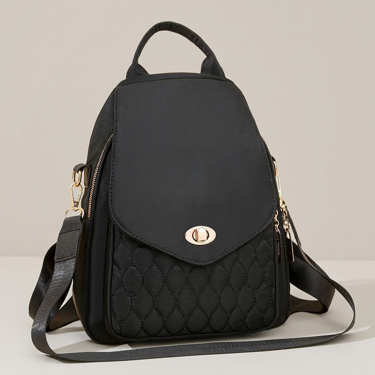 PLUXSTYLE::numise::womens-everyday-black-backpack::pack-black