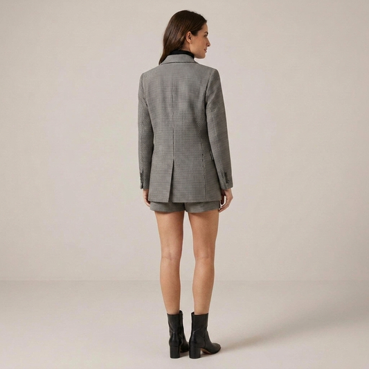 PLUXSTYLE::numise::houndstooth-button-parka::back