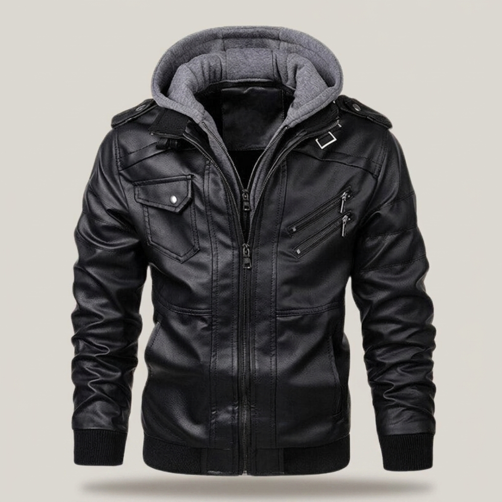 PLUXSTYLE::numise::mens-tailored-biker-parka::pack-black