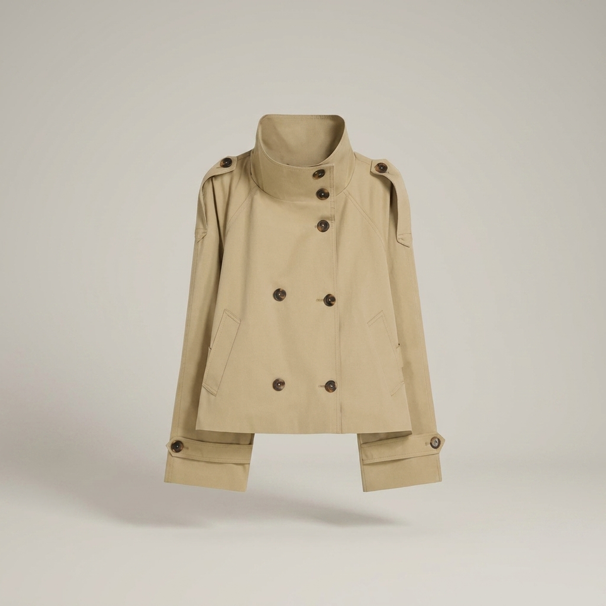 PLUXSTYLE::numise::elise-cropped-trench-parka::pack-beige