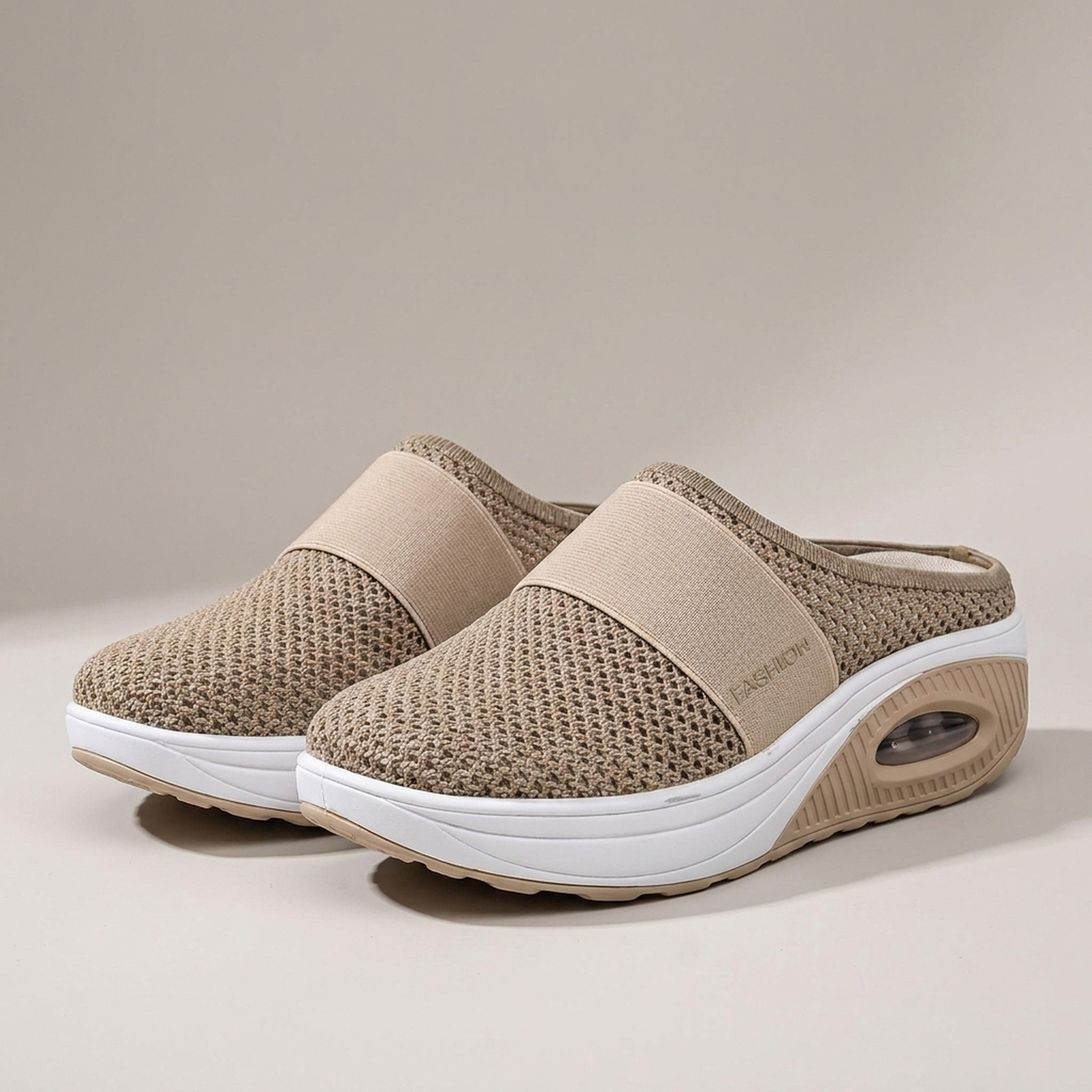 PLUXSTYLE::numise::womens-air-cushion-walking-shoes::pack-khaki