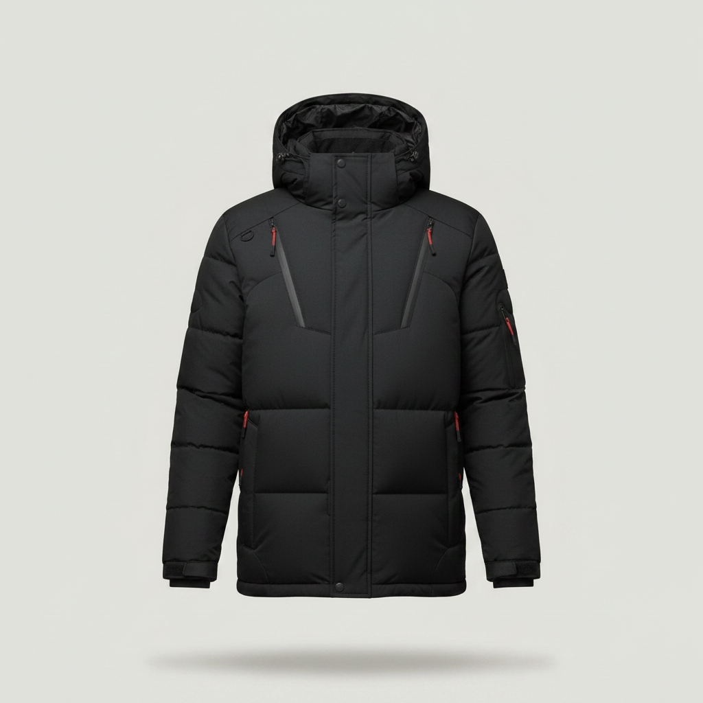 PLUXSTYLE::numise::mens-water-repellent-tailored-parka::pack-black