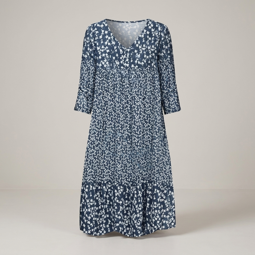 PLUXSTYLE::numise::womens-floral-v-neck-midi-dress-for-easy-summer-style::pack-blue