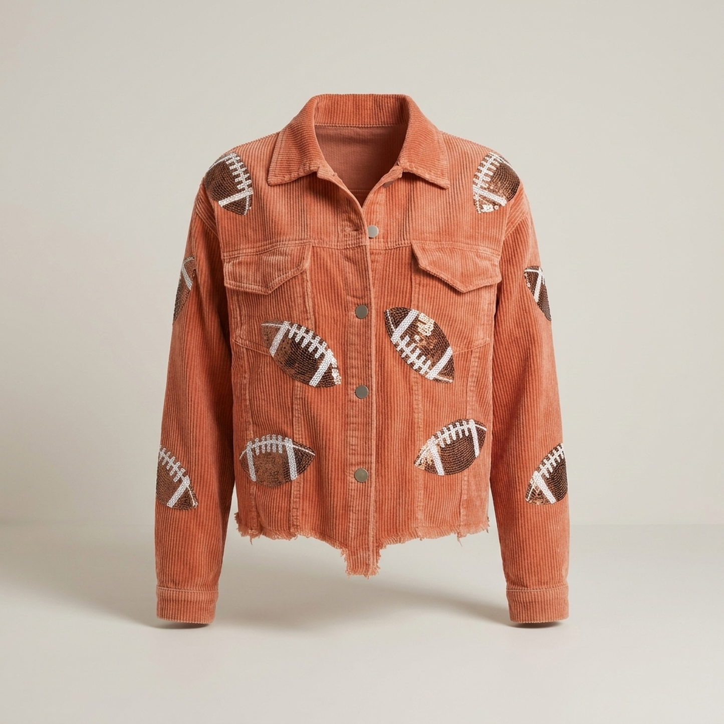 PLUXSTYLE::numise::game-day-sequin-parka::pack-orange