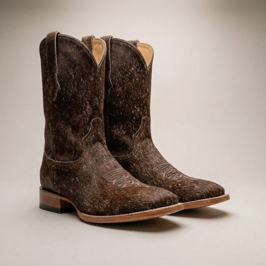 PLUXSTYLE::numise::mens-polished-brown-boots::closeup-detail