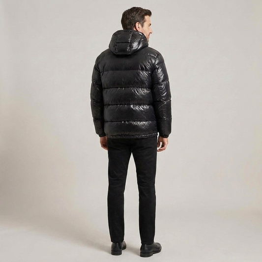 PLUXSTYLE::numise::unisex-glossy-puffer-jacket::back