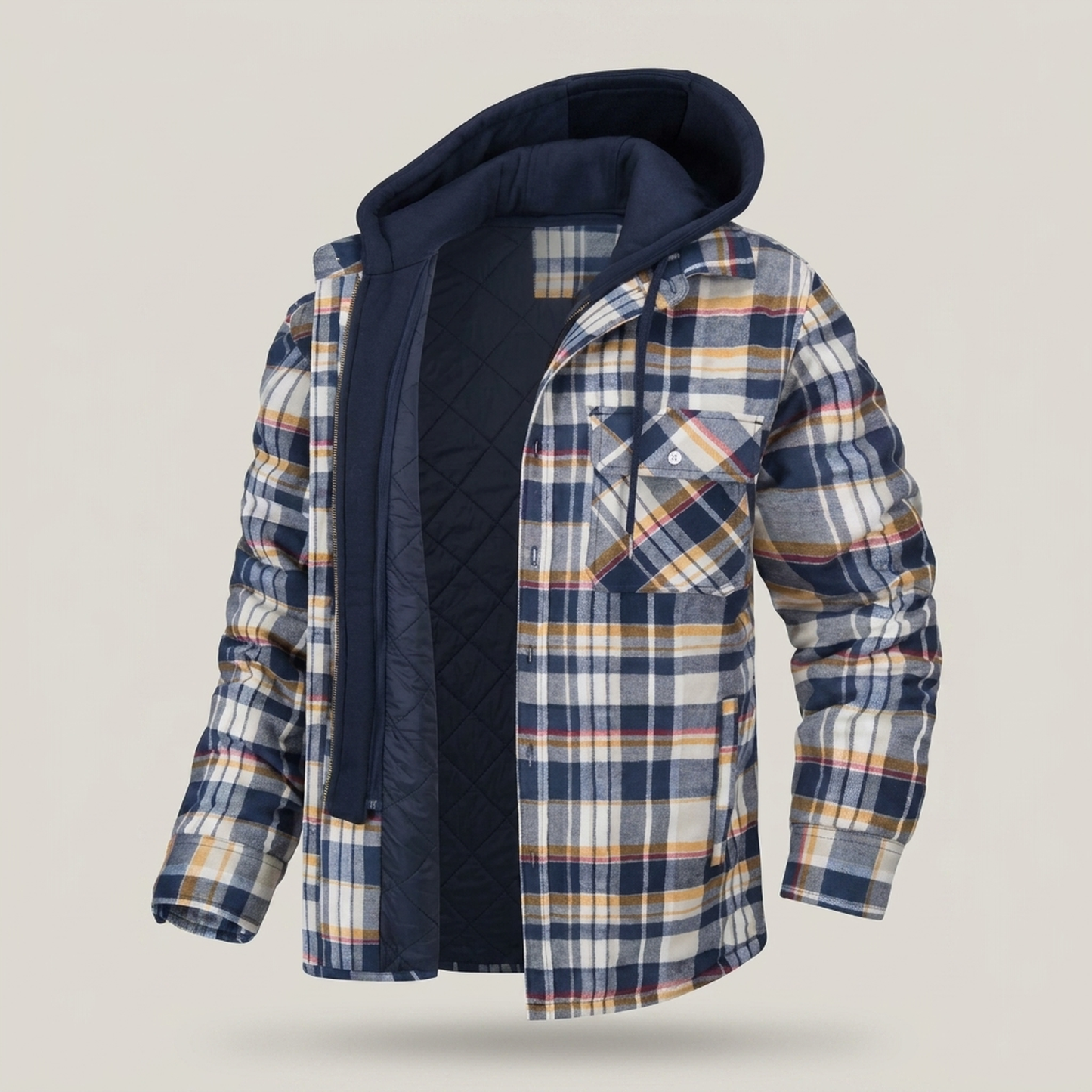 PLUXSTYLE::numise::mens-plaid-winter-parka::pack-khaki