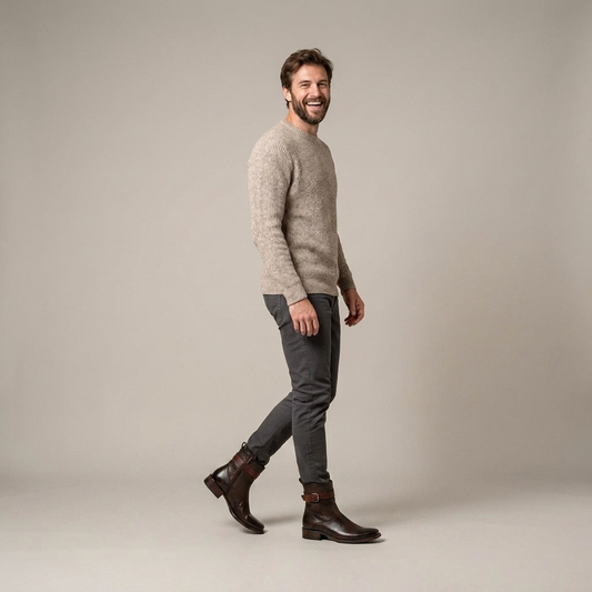 PLUXSTYLE::numise::mens-polished-dark-brown-boots::zoom-out