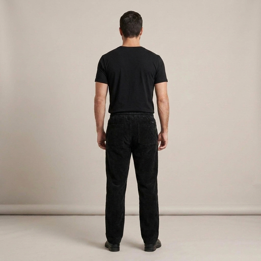 PLUXSTYLE::numise::mens-easy-waist-straight-leg-pants::back