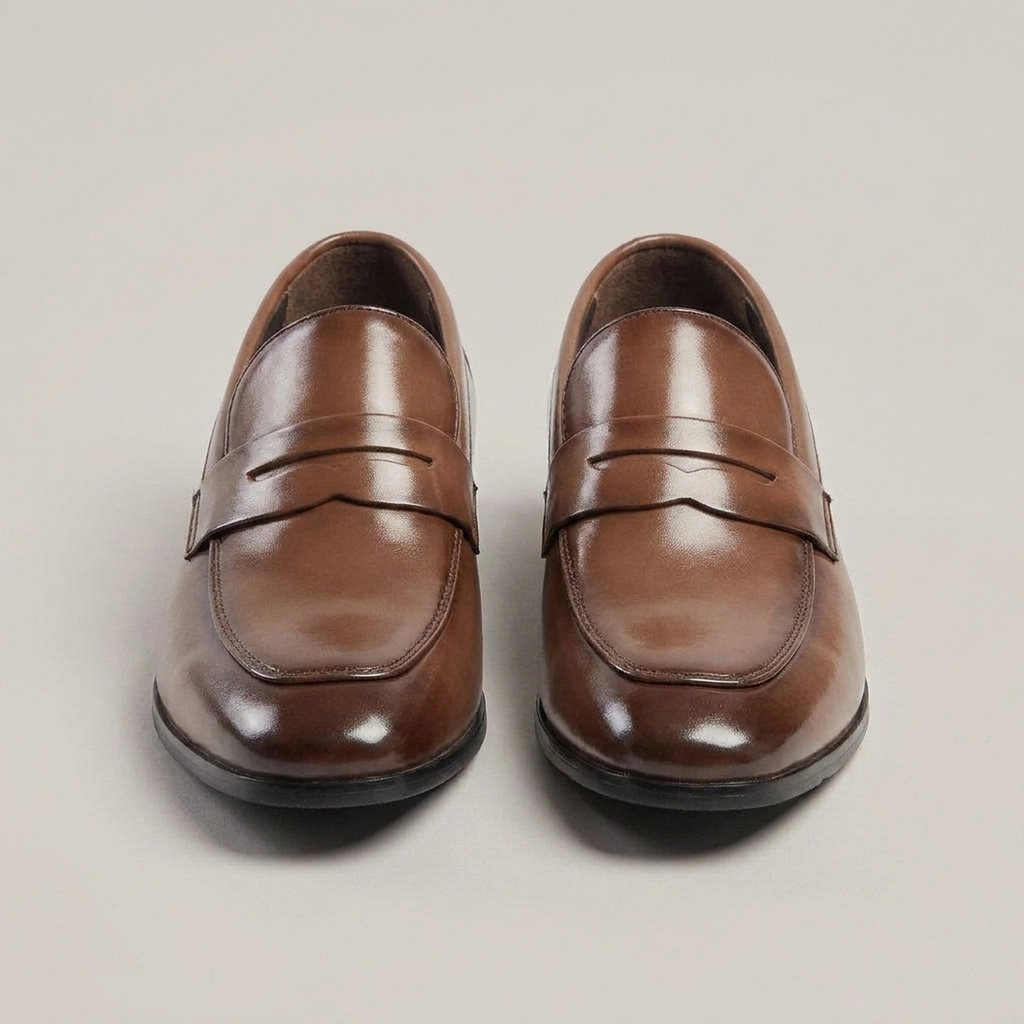 PLUXSTYLE::numise::mens-square-toe-penny-loafers::pack-light-brown