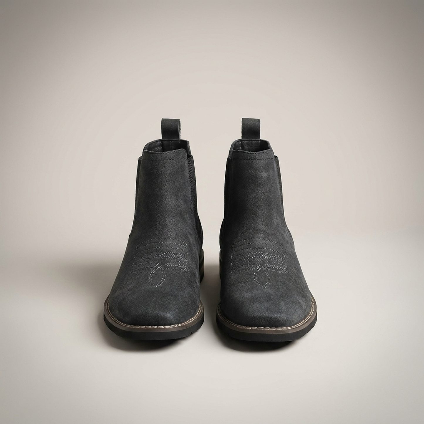 PLUXSTYLE::numise::square-toe-chelsea-ankle-boots::pack-coal-black