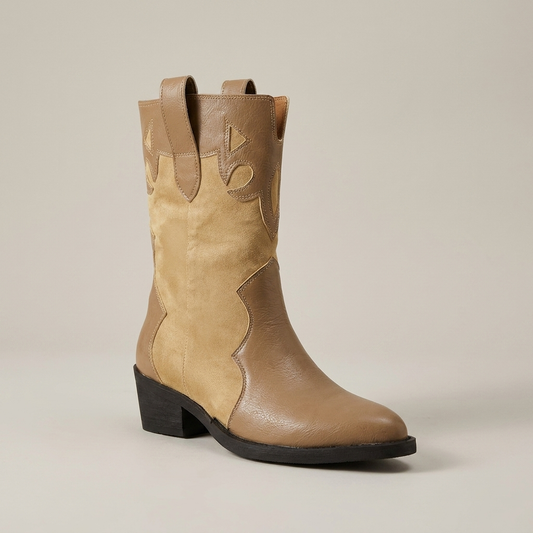 PLUXSTYLE::numise::embroidered-western-ankle-boots::closeup-hero