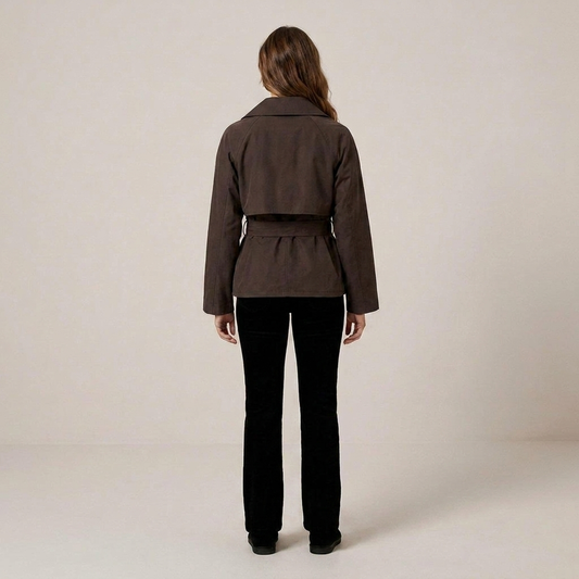 PLUXSTYLE::numise::cropped-tie-waist-parka::back
