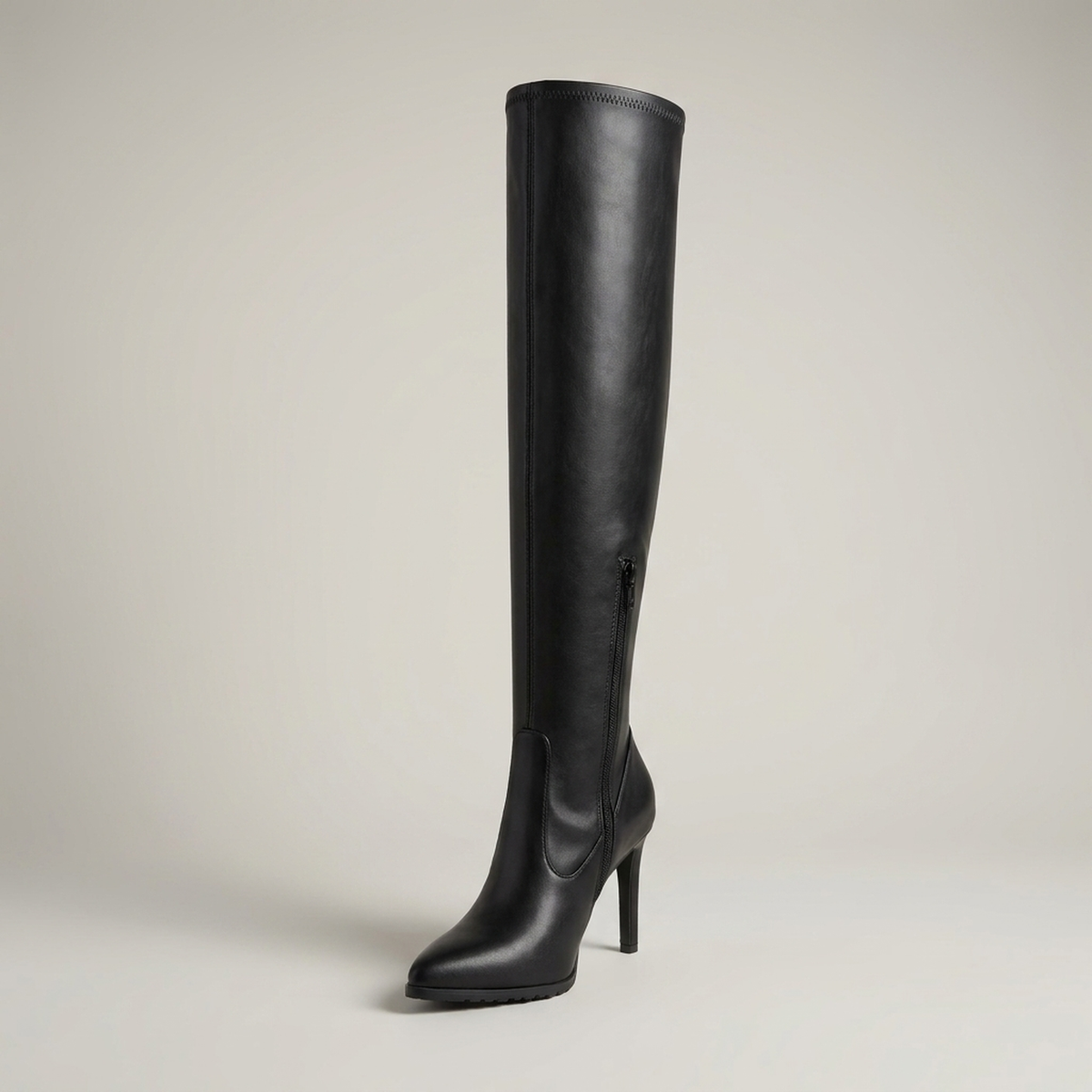 PLUXSTYLE::numise::womens-slim-heel-knee-high-boots::closeup-hero