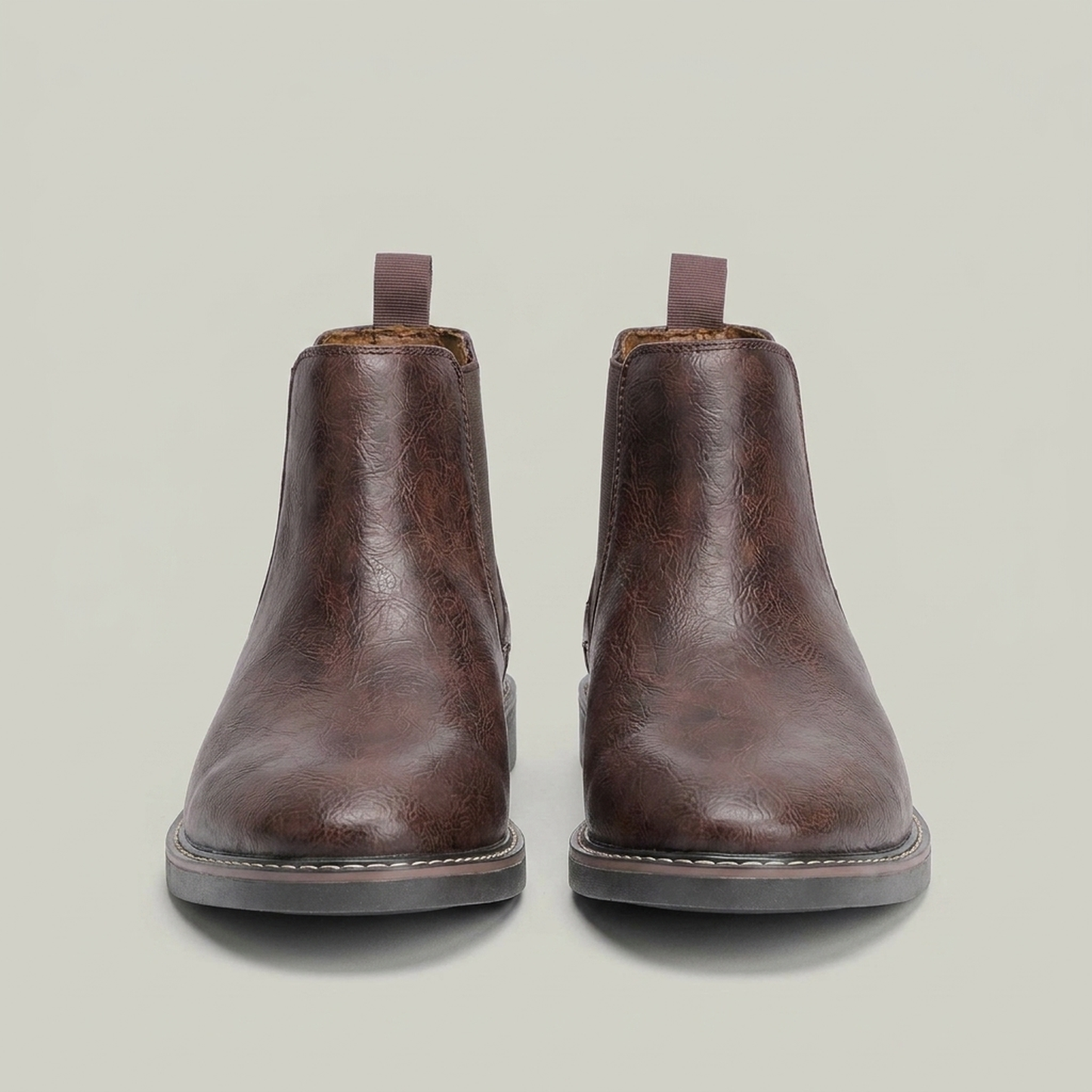 PLUXSTYLE::numise::saddle-brown-chelsea-boots::pack-grey