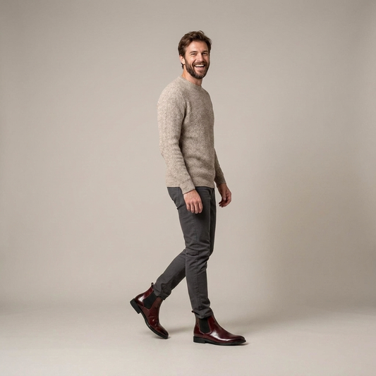 PLUXSTYLE::numise::carlo-burgundy-chelsea-boots::zoom-out