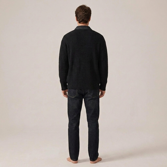 PLUXSTYLE::numise::mens-collared-cardigan::back