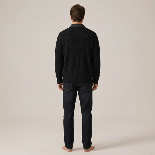 PLUXSTYLE::numise::mens-collared-cardigan::back