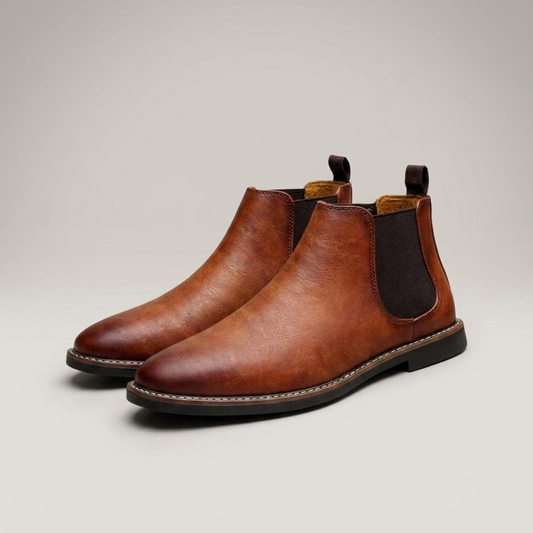 PLUXSTYLE::numise::mens-refined-chelsea-boots::closeup-detail