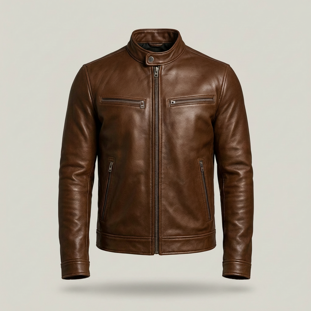 PLUXSTYLE::numise::mens-stand-collar-parka::pack-brown