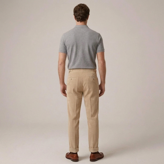 PLUXSTYLE::numise::mens-tailored-double-pleat-trousers::back