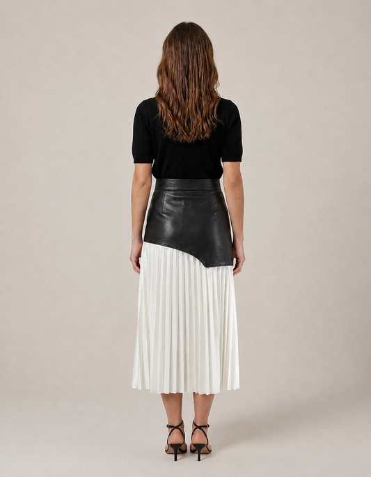 Asymmetric Pleated Midi Skirt