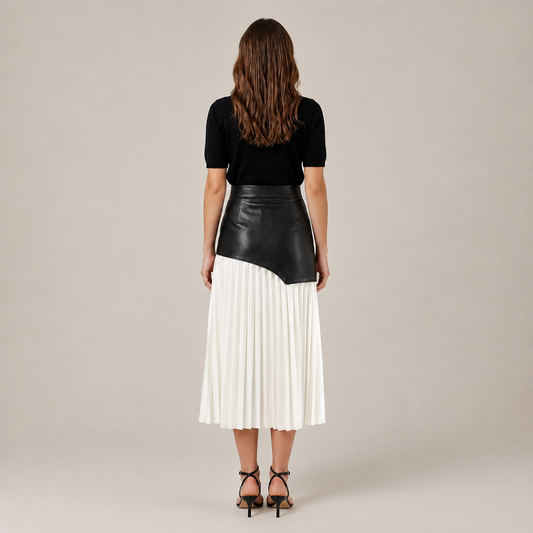 Asymmetric Pleated Midi Skirt