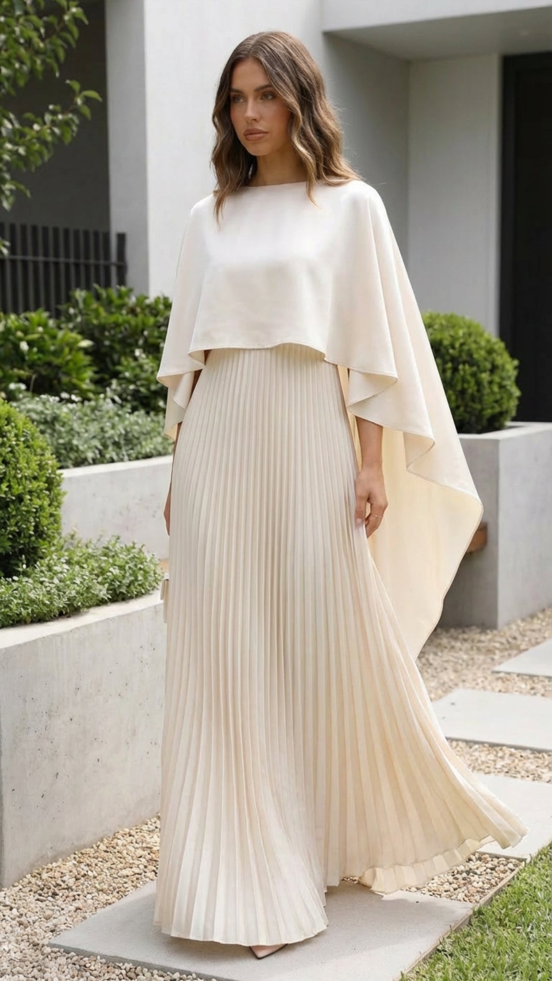 PLUXSTYLE::numise::aniya-cape-sleeve-maxi-dress::lifestyle-keep-2