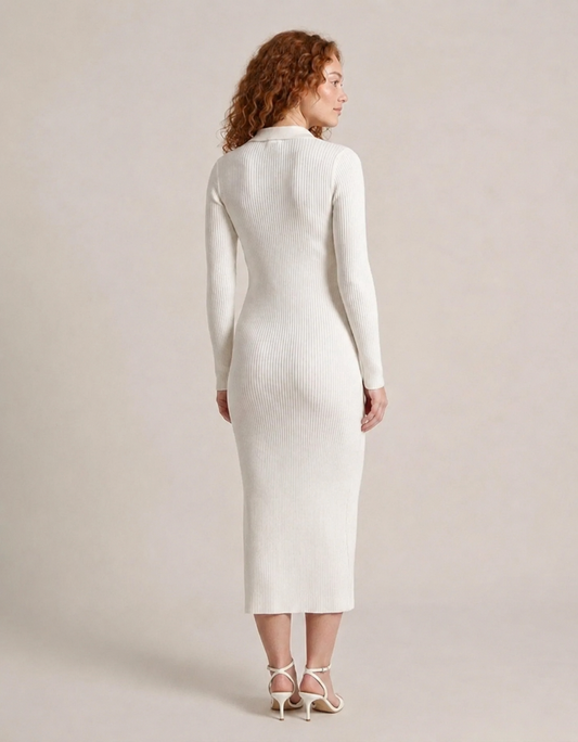 Polo Neck Slim-Fit Midi Dress