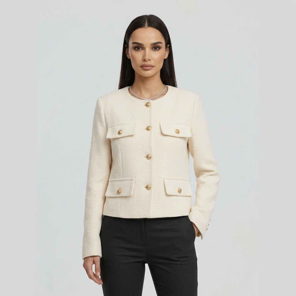 Cropped Button-Front Jacket
