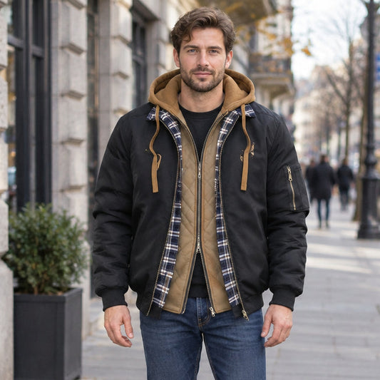 Herren-Kapuzenjacke mit Karomuster