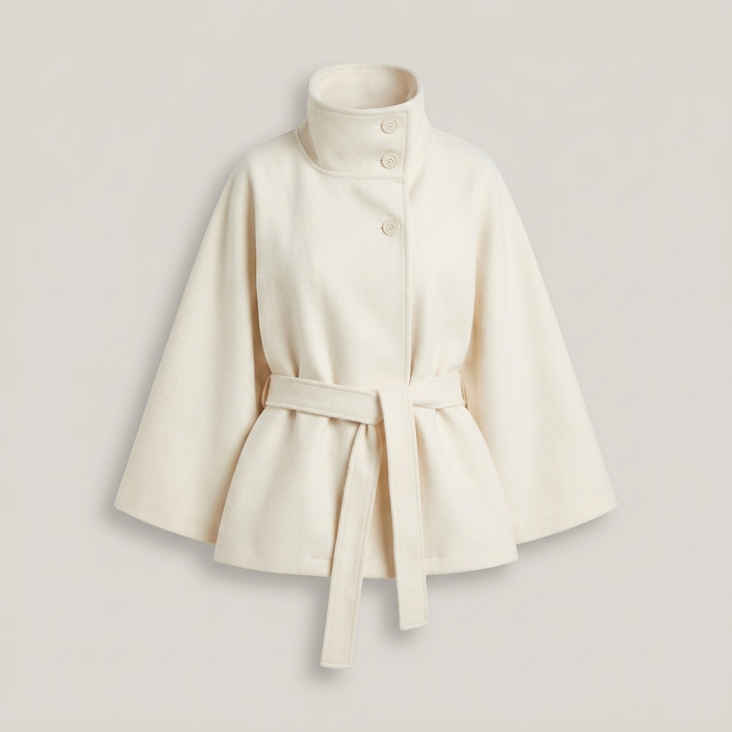 PLUXSTYLE::numise::cape-sleeve-belted-parka::pack-white
