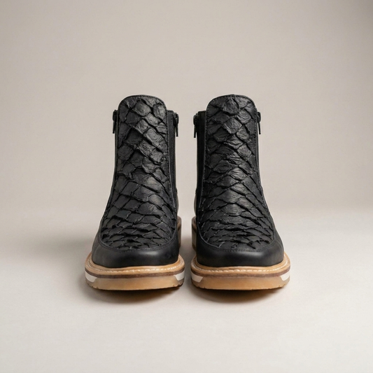 PLUXSTYLE::numise::mens-wide-fit-casual-boots::closeup-detail
