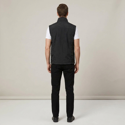 PLUXSTYLE::numise::mens-stand-collar-utility-vest::back
